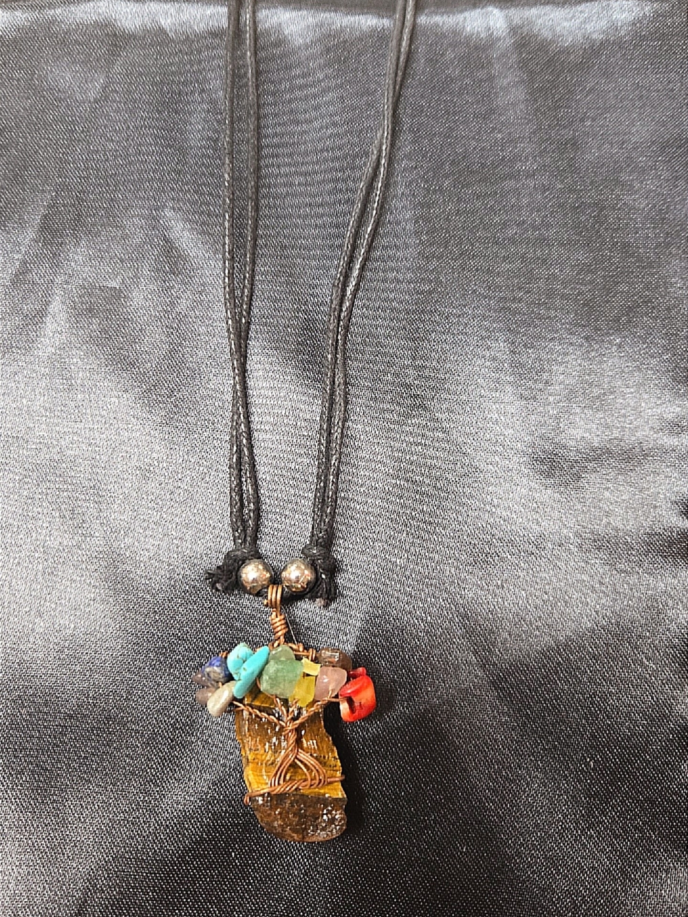 Handmade Multicolor Gemstone Tree of Life Pendant Necklace